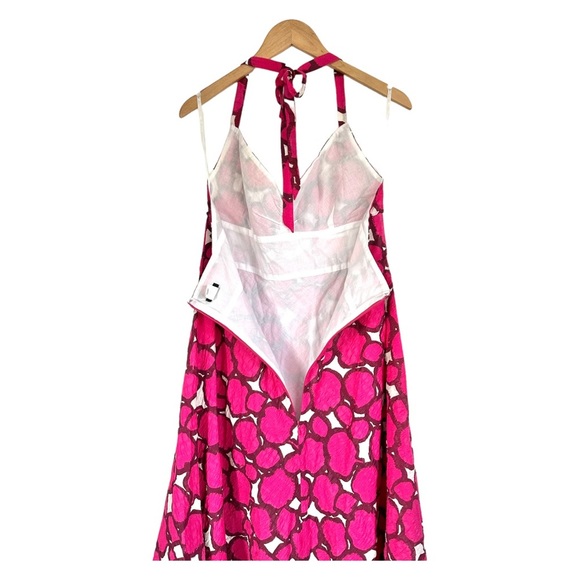 J. Crew Halter Pink Abstract Pattern Textured Cotton Dress Size 12 - Picture 8 of 12